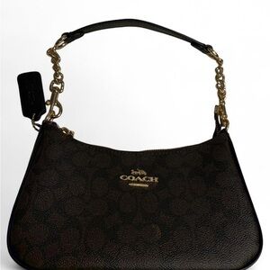 Coach Brown and Gold Shoulder Bag